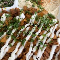 Soy-based shawarma and garlic paste 😍  at Shawarma Guys in San Diego