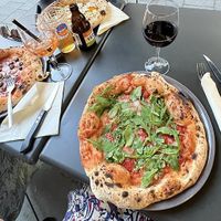 The two pizza at the bottom are vegan. Margherita and can remember what the other one was  at Basils in Brussels