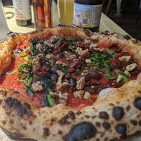 Vegan pizza at Basils in Brussels