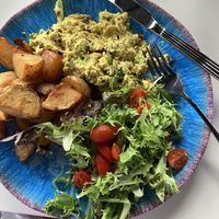 Really good tofu scramble and potatoes    at Lela's Eatery in San Juan