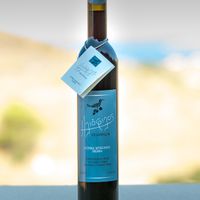 The "liasto" vegan wine of mykonos produced by Mykonos Vioma Organic Farm at Mykonos Vioma  in Mykonos