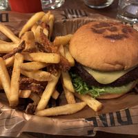 Dine burger made vegan plus mustard & ketchup - yum!  at Diné Burgers in Helsingborg