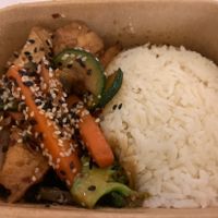 Teriyaki veg with tofu and rice. Not bad    at P'nut Asian Kitchen in South Brisbane