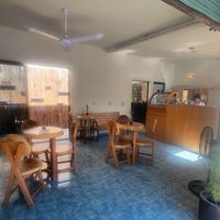 Beautiful wood tables, powerful fans and chill music at Panluna Panadería Vegana - Cafe Piyo in Huatulco