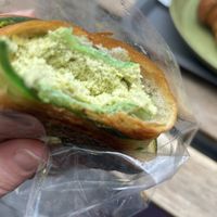 Inside the pistachio croissantt  at Te Cor Gentil テコールジャンティー in Tokyo