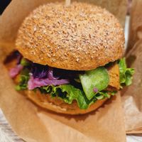 Seitan burger at WAW - Salad Story - Gate 32 in Warsaw