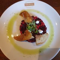 Beetroot & Apple Tartare (ve) Croutons, pickled radish, candied seeds. at Browns in Wilmslow