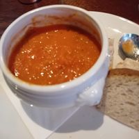 Roasted tomato & basil soup with toasted sourdough at Browns in Wilmslow