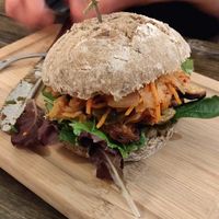 Tempe burger at SOIL Vegan Café - East in Amsterdam