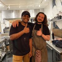 EB (waiter) and Micheal (chef)  at SOIL Vegan Café - East in Amsterdam