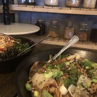 Kimchi fried rice and dragon noodles   at SOIL Vegan Café - East in Amsterdam