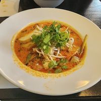 Vegan tom yum noodle soup at Enjoy Saigon in Bergen