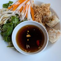 Rice noodle salad with crispy spring rolls at Enjoy Saigon in Bergen