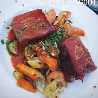 The only vegan dish on the menu at Löwenbräukeller in Munich