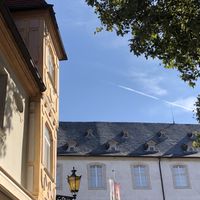 View of the castle from our table  at Schlosscafe in Bad Mergentheim