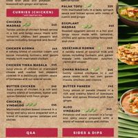 Labeled Menu at India Express Curry House in Tulum