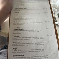 Plant based menu   at The Beach House in Blackmans Bay