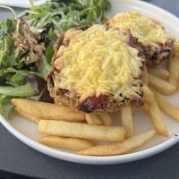 Mushroom Parmi.   at The Beach House in Blackmans Bay