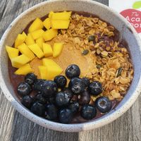 Small size açai bowl with peanut butter, granola and fruits.  at The Acai Spot in Dubai