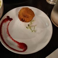 Vegan potato ball, what we were offered instead of samosas. at Nepa Bliss in Rye
