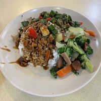 White rice with 2 veg for $3.00 (included with veg from gravy)  at Rong Yuan Food Stall 融圆 in North Singapore