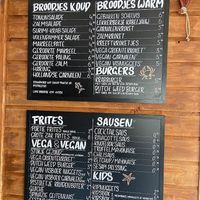 Menu at Zilvermeeuw in Zandvoort