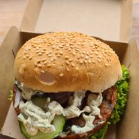 Vegan seaweed burger at Zilvermeeuw in Zandvoort