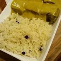 Tofu curry and rice at El Arbol in Santiago