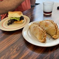 Seitan sándwich and carne empanadas   at La Vegana in Buenos Aires