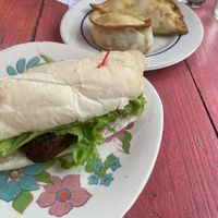 Choripan y empanadas  at La Vegana in Buenos Aires