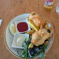 Vegan tofu "fish" and chips at Waterfront Bar & Kitchen in Paraparaumu