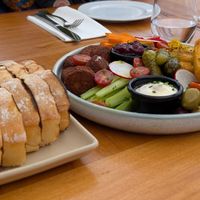 Falafel sharing plate. at Waterfront Bar & Kitchen in Paraparaumu