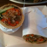 Vegan bahn mi - Roasted rice powder, potato, bean thread noodles, cucumber, cilantro, picked carrots & daikon, jalepeno, and sweet dressing. at Oh Mai Vietnamese Sandwich Kitchen in South Salt Lake