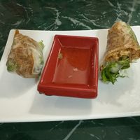 Fresh basil rolls (partially eaten)  at Lotus Vegan Restaurant in Pinellas Park