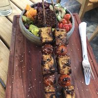Grilled sesame tofu grain bowl  at Indabo Cafe in Kigali