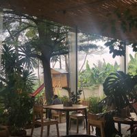 Outdoor seating  at Indabo Cafe in Kigali