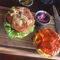 Vegan falafel burger  at Poivre Noir in Kigali