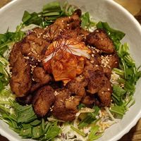 Kimchi rice bowl with vegan meat at TU CASA -Zero waste & Plant based- in Kyoto