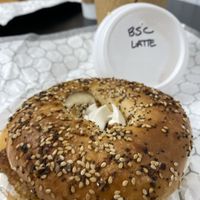 Everything bagel with vegan cream cheese and tempeh bacon YUM  at Her Daughters in Philadelphia