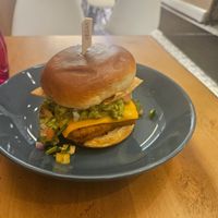 Nacho Burger at Vegan Grill - Upper East Side in New York City