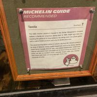 Michelin notice (this might is an old Michelin recommendation, they are no longer listed on Michelin, but this gives you an idea that it once was listed, at least) at Tavola in New York City