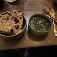 Sag (spinach) curry with tandoori roti   at Miri Mary in Amsterdam