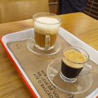 Vegan cappuccino and espresso  at La Guapa Empanadas in Curitiba