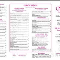 Menu (ask for vegan options, there’s a lot)  at Nasi Malay Thai Sushi in Bear