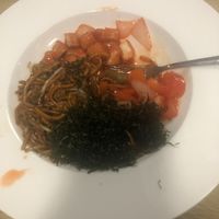 Vegan sweet & sour tofu with crispy seaweed & plain chow mein   at Silver Tree in Bridgwater