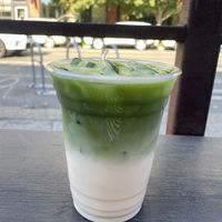 Matcha soy latte  at Overcast Coffee Bar in Seattle