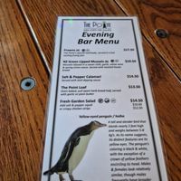 Evening menu at The Point in Kaka Point