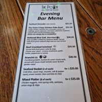 Evening menu at The Point in Kaka Point