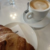 Vegan cappuccino and chocolate brioche at Martinik'a Caffè in Bologna