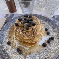 The pancakes from the dessert section with banana   at Favela No 17 in Corfu